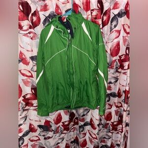 Columbia Bright Green and White Outdoor Jacket with Navy Trim